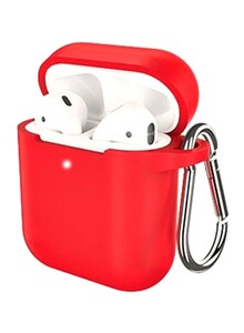 Coteetci Silicone Charging Case With Hang Pouch For Apple AirPods Red