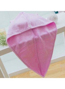 Banotex Egyptian Cotton Head Wrap Towel With Button Pink 60×22×3cm