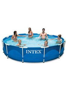 INTEX Portable Sturdy Durable Metal Frame Unique Design Round Pool 366x76cm