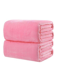 Fabienne King Size Silky Plain Microfiber Bed Blanket Flannel Pink 220x200centimeter