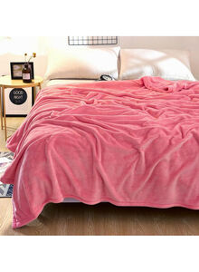 Fabienne King Size Silky Plain Microfiber Bed Blanket Flannel Pink 220x200centimeter