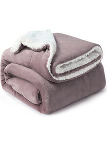 Fabienne Soft Sheep Reversible King Sherpa Blanket Flannel Lilac 220x240cm