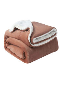 Fabienne Reversible Soft Sherpa Bed Blanket Fleece Light Brown 220x240cm
