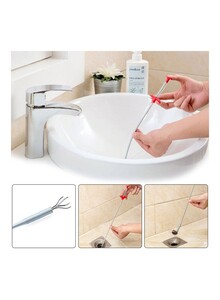 Generic Wire Spring Sink Cleaning Stick Silver 62 x 3 x 3cm