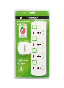 Terminator 6-Way Multi Adapter With 3Switches Universal White Tma 166AS Esma Approved