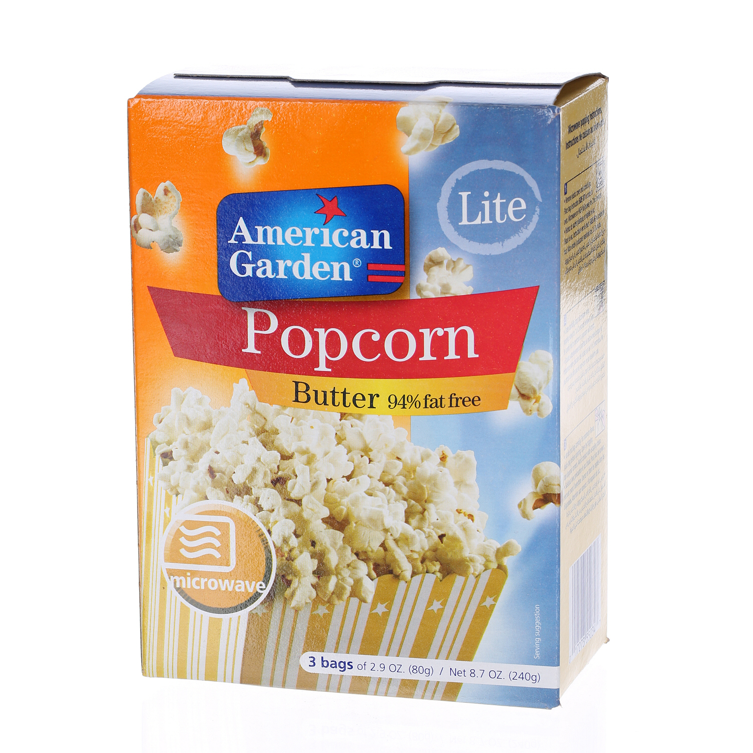 American Garden Microwave Popcorn Fat Free 3 Oz