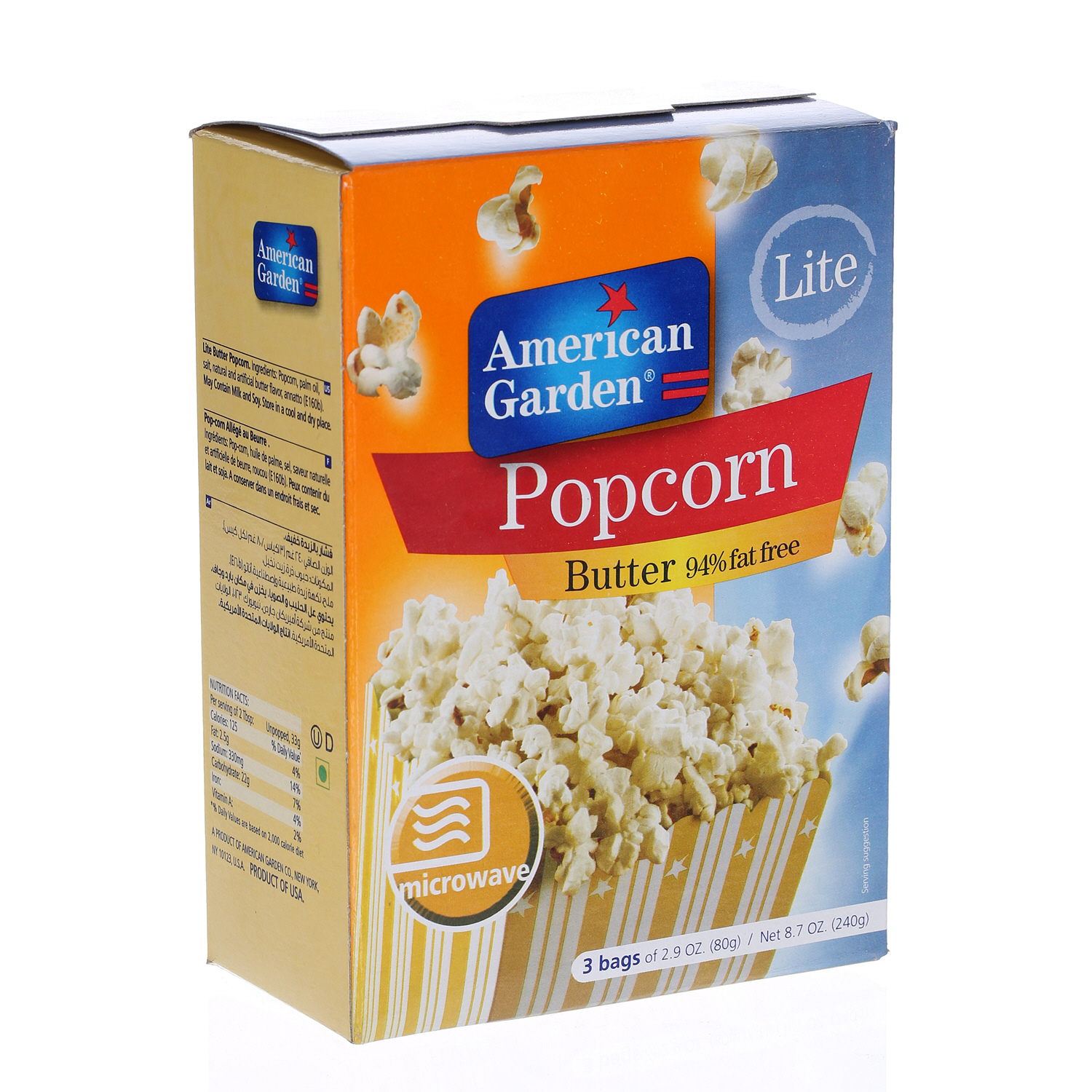 American Garden Microwave Popcorn Fat Free 3 Oz