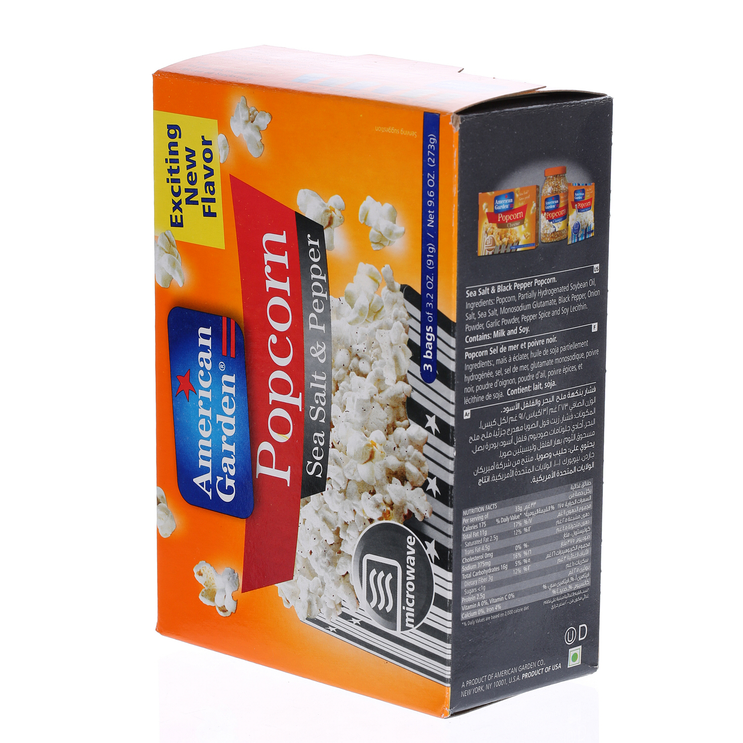 American Garden Microwave Popcorn Salt & Pepper 3 × 32 Oz