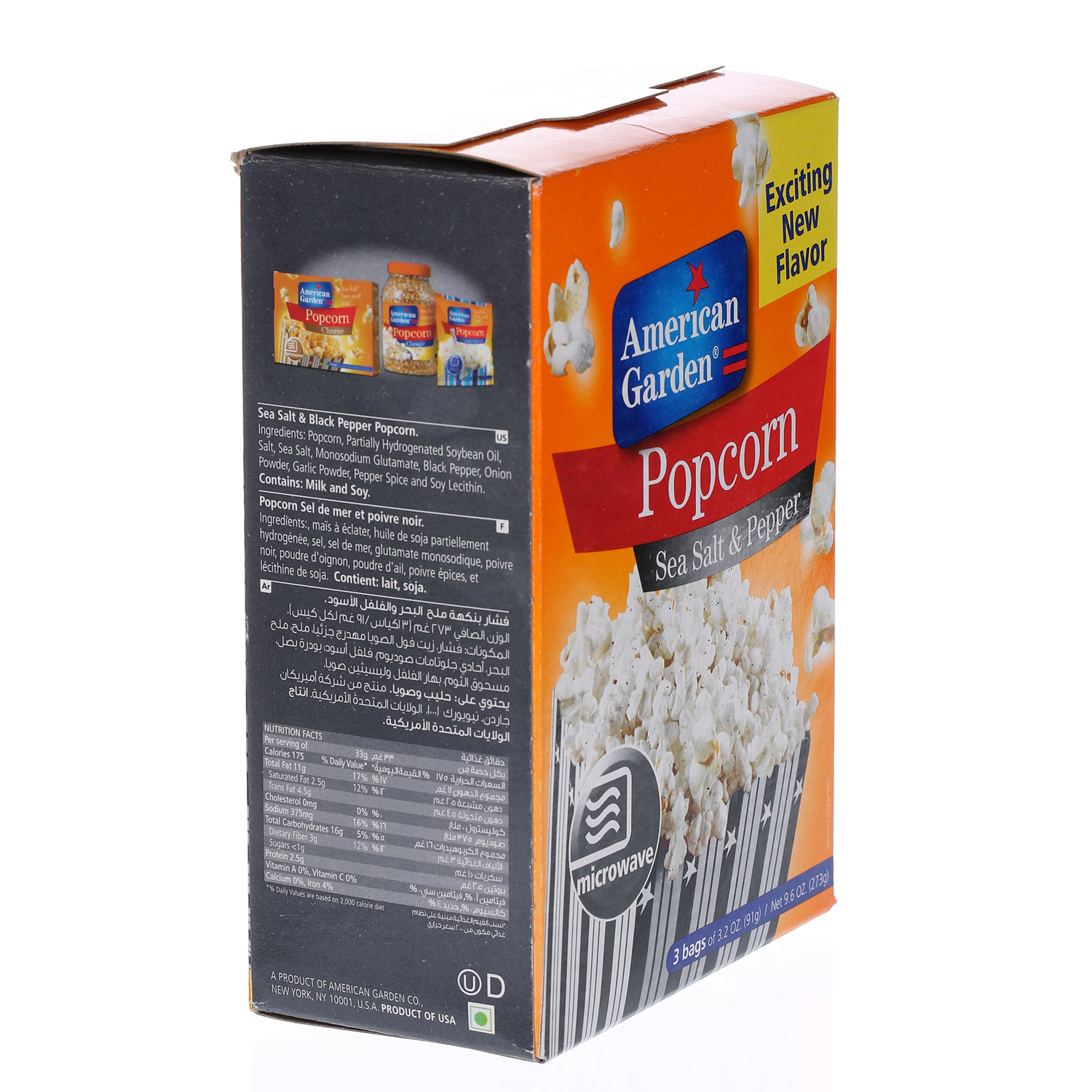 American Garden Microwave Popcorn Salt & Pepper 3 × 32 Oz