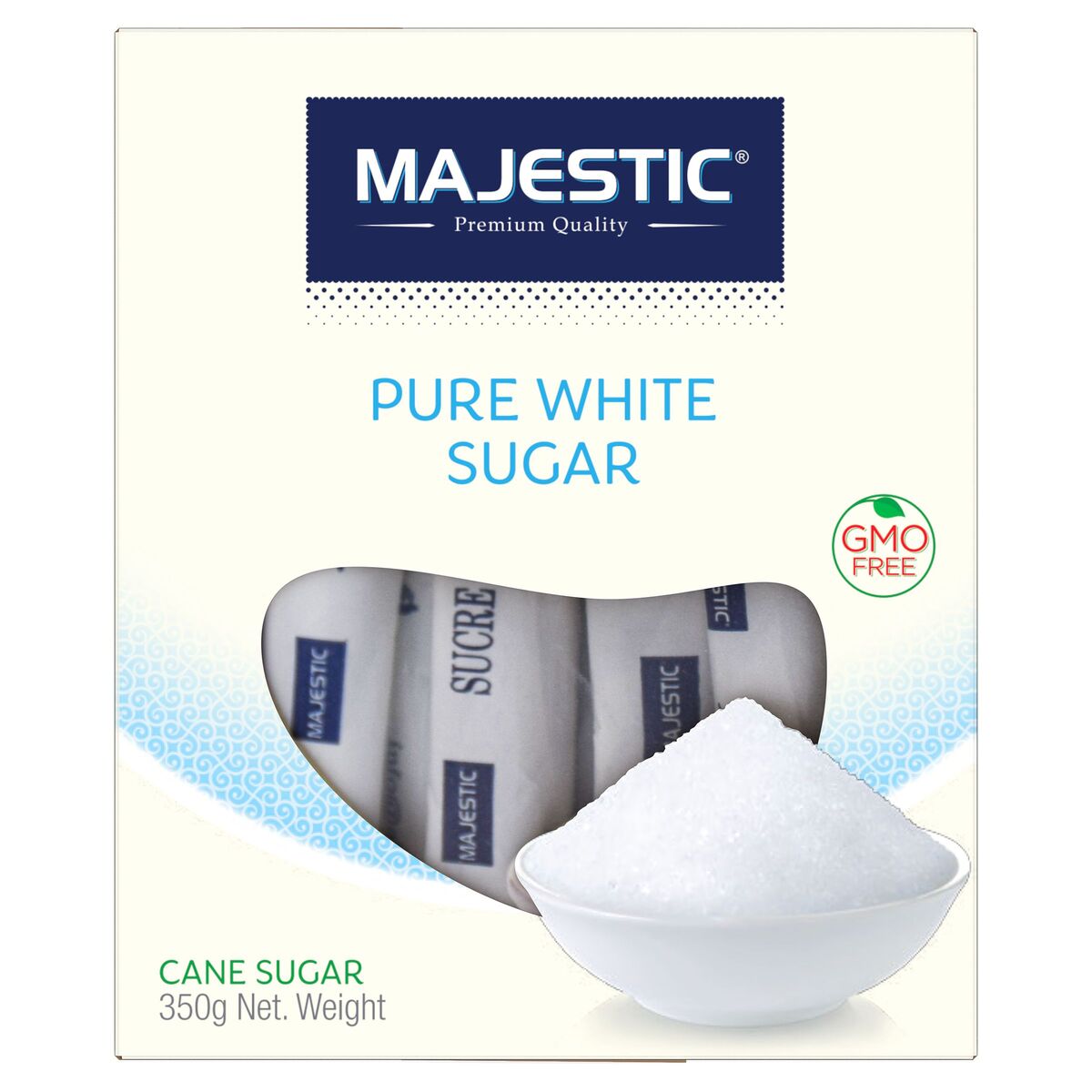 Majestic 350g white sugar bags