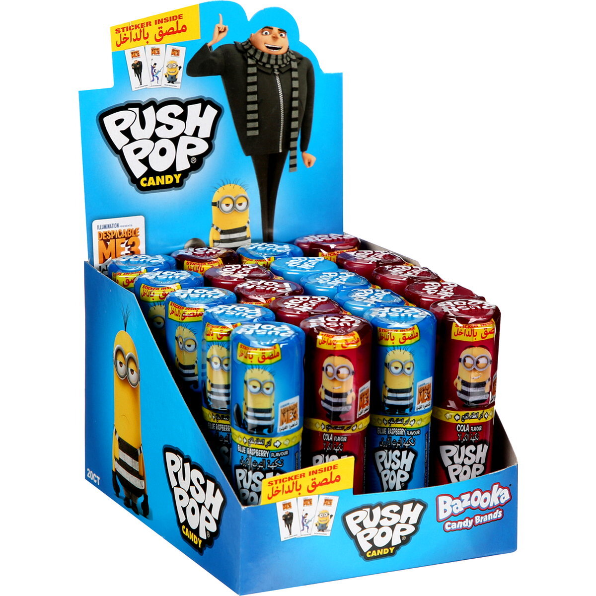 Bazooka Push Pop Blue Raspberry & Cola Candy 15g | Sharjah Co-operative ...