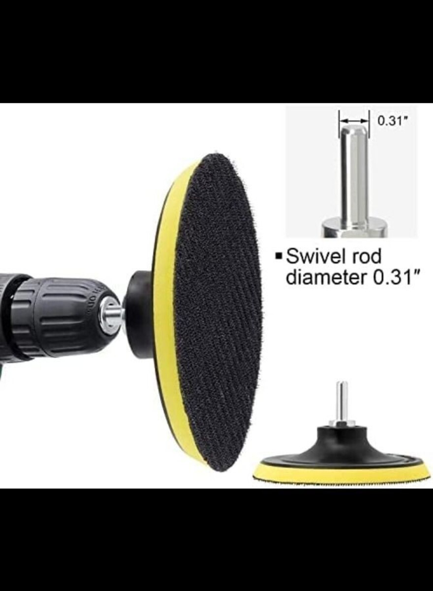 وسادة تلميع بخطاف وحلقة لأقراص الصنفرة، ووسادة دعم دوارة مع محول ملحق المثقاب M14 وطبقة إسفنجية ناعمة