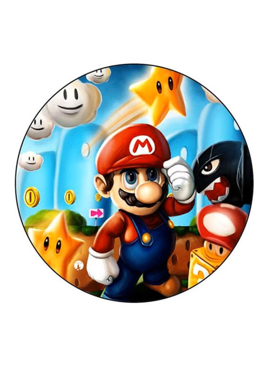 Red Rounded Mario Text Capsule BP The Video Game Super Mario Printed Round Mousepad Multicolour ...