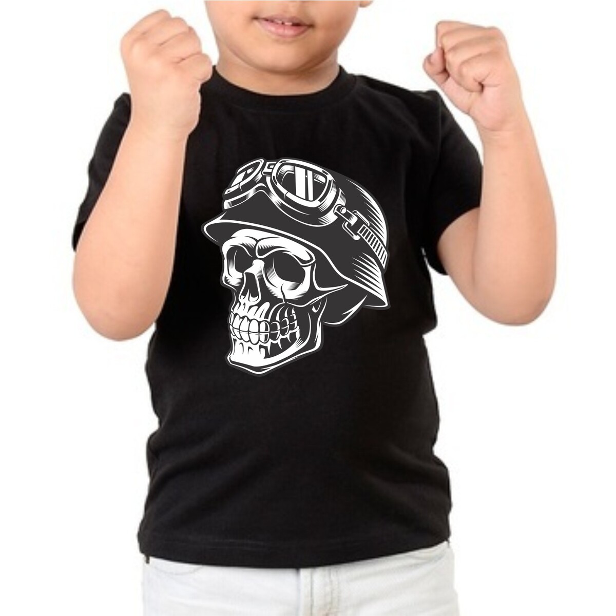 F&M - Gothic Skull Design Kids Black Tshirt - KBT-MGT-561 - 9-11 Yrs