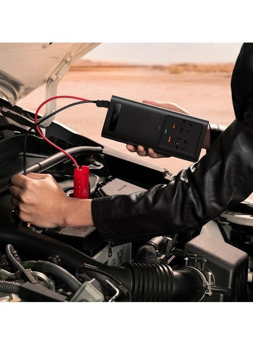 Baseus 300W Car Inverter DC 12V to AC 220V With Car Charger Black