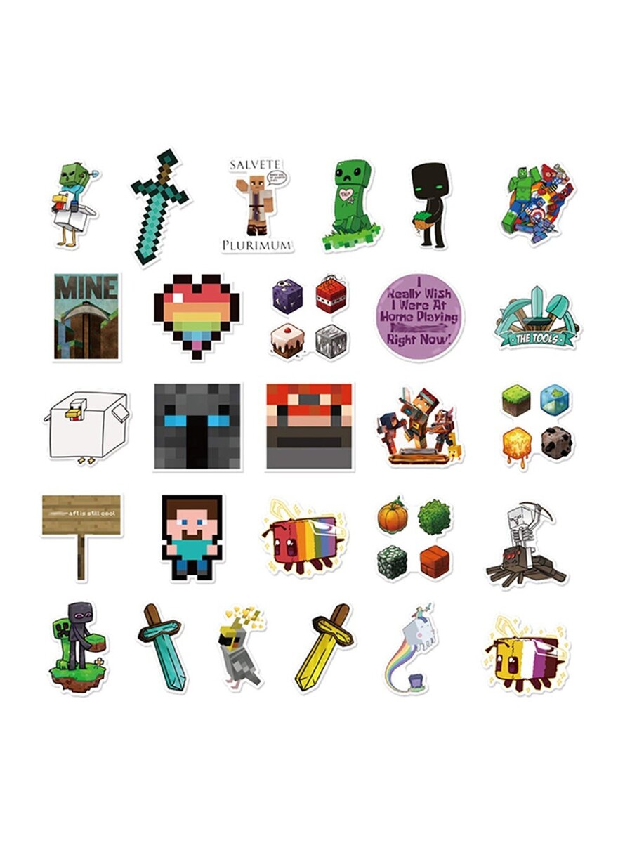 Verity Minecraft Sticker Inder 100 Pieces Minecraft Vinyl Waterproof Stickers 12 x 12 x 1cm ...