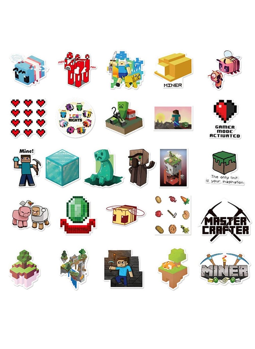 Inder 100 Pieces Minecraft Vinyl Waterproof Stickers 12 x 12 x 1cm ...
