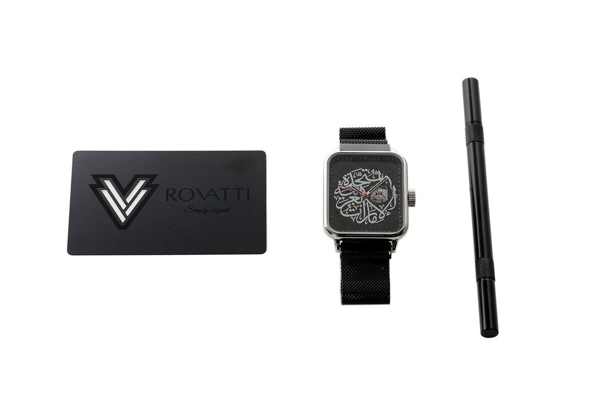 Rovatti UAE Watch Shiny Black with Silver Logo