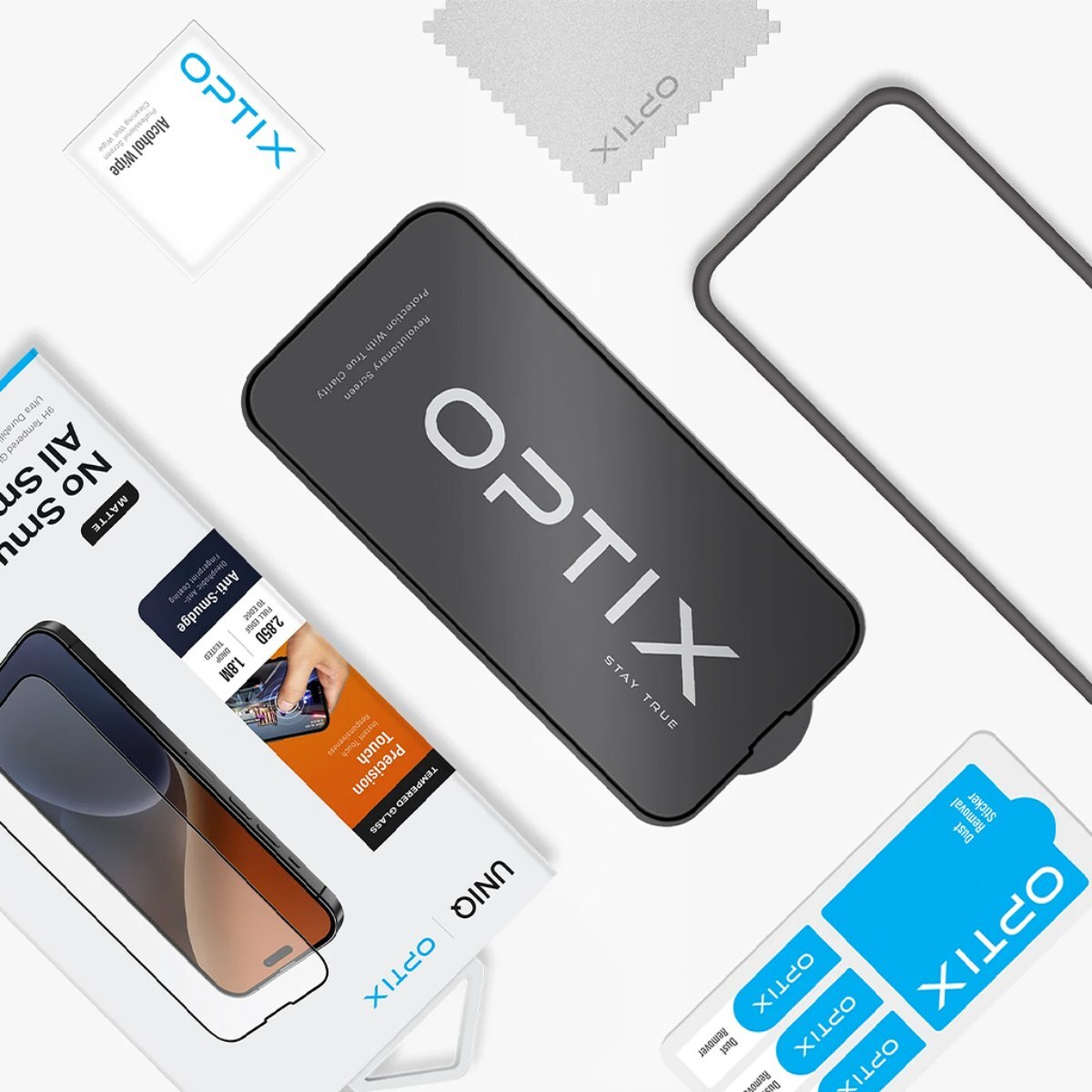 واقي شاشة زجاجي لجهاز آيفون 14 برو، UNIQ Optix Matte - شفاف