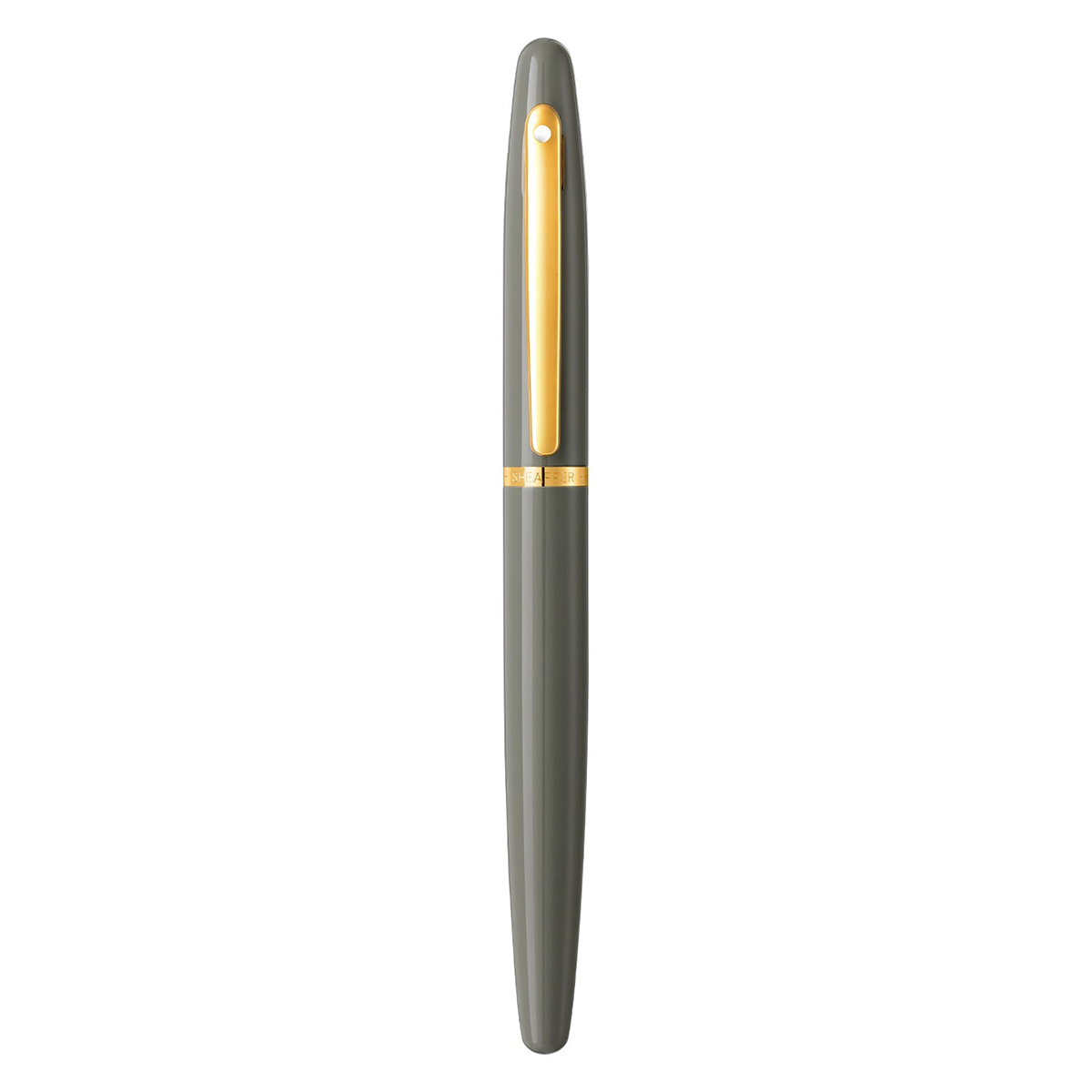 قلم حبر جاف Sheaffer VFM رمادي فاتح مع حواف ذهبية من مادة PVD
