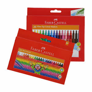 Faber Castel Fiber Tip Color Pens 20S + Wax Crayons Round 24S