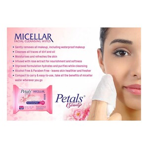 Petals Micellar Facial Wipes Rose 25's
