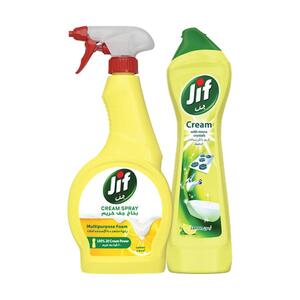 Jif 500ml Cleaning Spray + 450ml Cleaning Cream Jif 500ml Cleaning Spray + 450ml Cleaning Cream