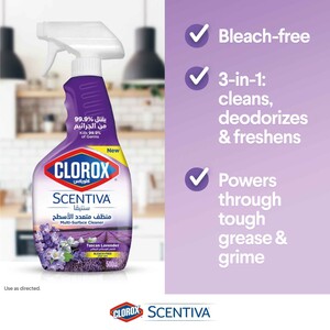Clorox Scentiva Multi Surface Cleaner Tuscan Lavender Bleach Free Disinfectant Spray 500 ml