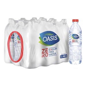 Oasis Zero Sodium Free Drinking Water 500 ml Pack of 12