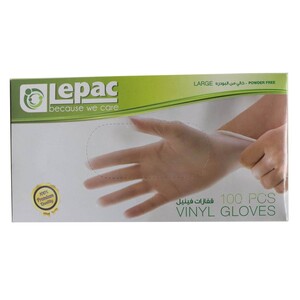 Lepac Vinyl Gloves Powdr Fr Clr Lrg100S