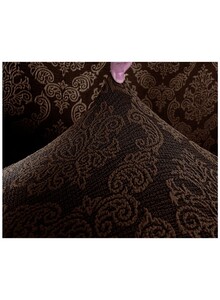 Fabienne 6-Piece Woven Jacquard Stretch Fit Dining Chair Covers Set Chocolate Brown