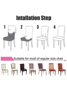 Fabienne 6-Piece Woven Jacquard Stretch Fit Dining Chair Covers Set Chocolate Brown