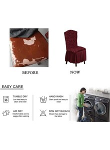 Fabienne 6-Piece Woven Jacquard Stretch Fit Dining Chair Covers Set Chocolate Brown
