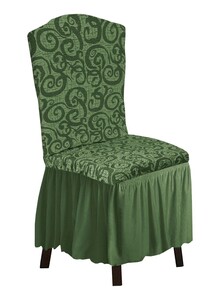 Fabienne 6-Piece Woven Jacquard Stretch Fit Dining Chair Covers Set Olive Green