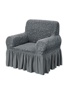 Fabienne Jacquard Fabric Stretchable One Seater Sofa Cover Grey