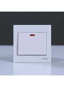 milano 45A DP Switch With Neon Metallic Plate White Standard