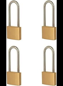 ABBASALI 4 Pack Brass Lock Long Shackle Padlock Keyed Alike