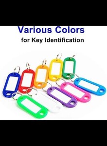 ABBASALI Key Tags Tough Plastic ID Labels Keyring Keychain with Split Ring and White Label