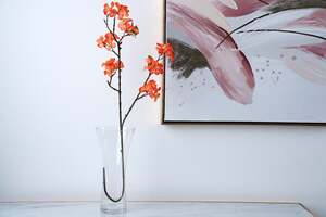 Pan Home Single Plum Blossom 2-branches Orange H75cm