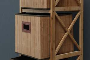 Pan Home Dilek 4-tier Bamboo Shelf With Basket Natural 37x33x119cm