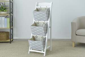 Pan Home Vonia 3-tier Wooden Rack With 3-baskets White 37x39x105cm