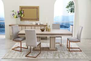 Pan Home Veronica 6 Seater Dining Table - Beige