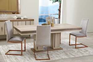 Pan Home Veronica 6 Seater Dining Table - Beige