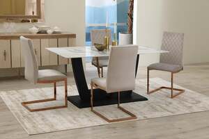 Pan Home Espacio 6 Seater Dining Table Marble - White & Black