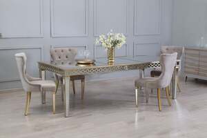 Pan Home Gerawen 8 Seater Dining Table Mirror - Gold