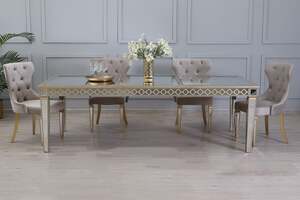 Pan Home Gerawen 8 Seater Dining Table Mirror - Gold