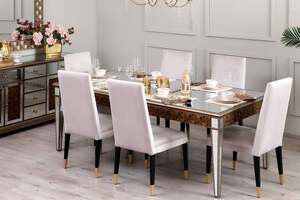 Pan Home Zelanid 6 Seater Dining Table Mirror - Gold