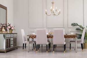 Pan Home Zelanid 6 Seater Dining Table Mirror - Gold