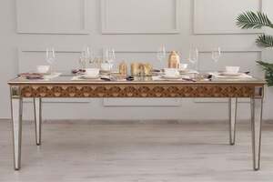 Pan Home Zelanid 6 Seater Dining Table Mirror - Gold