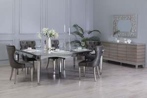 Pan Home Chamberland 10 Seater Dining Table Mirror - Silver